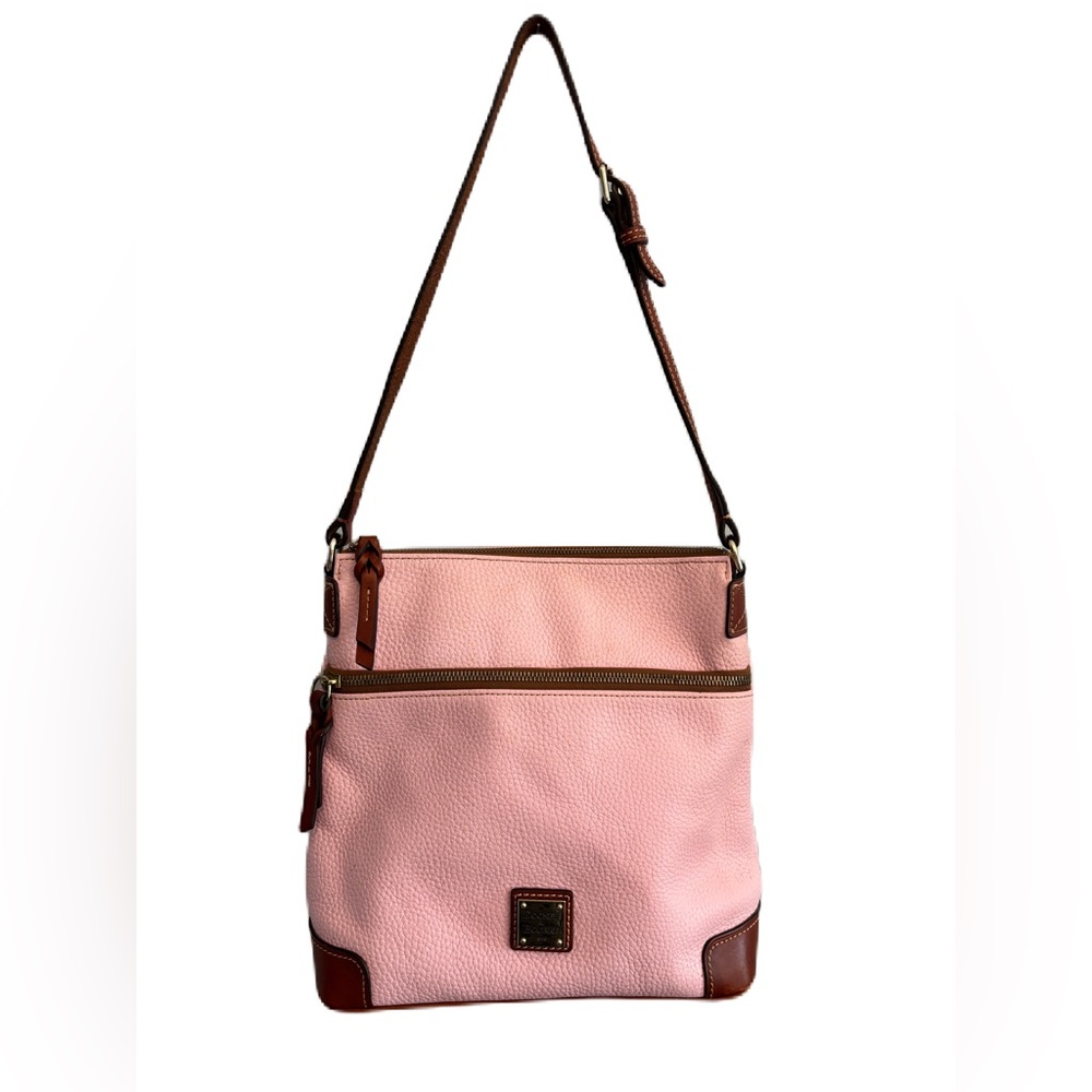 Dooney & Bourke Pink & Brown Pebbled Leather Shoulder Bag